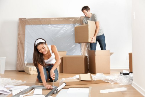 House movers working on a Kensington residential street
