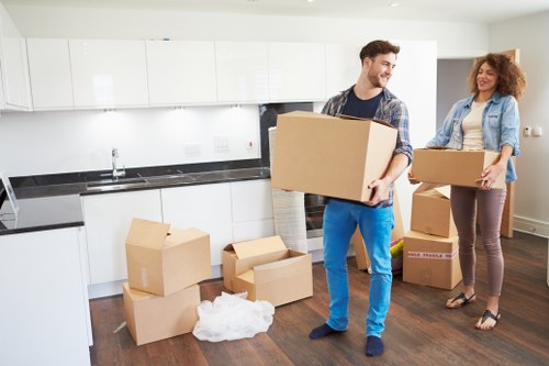Professional packing materials and labelled boxes for a local move